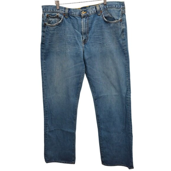 Lucky Brand Jeans Vintage Straight Leg Mens Sz 40 Made USA 34" Inseam Blue Denim - Picture 1 of 12